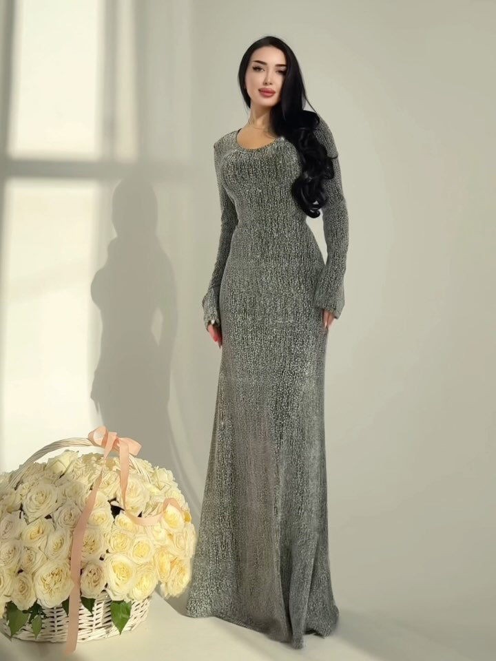 Round Neck Hot Diamond Maxi Dress